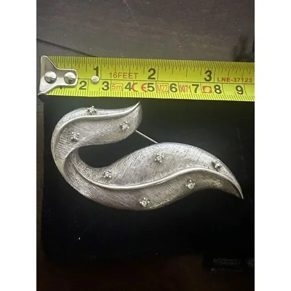 Kenneth Jay Lane Vintage Oversized Brushed Leaf Brooch Pin